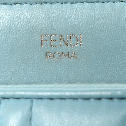 Fendi Shiny Nappa Trapuntata Small DotCom Click Top Handle Chain Satchel Light Blue 6 of 10