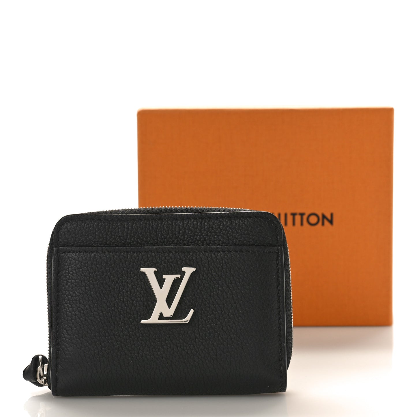 LOUIS VUITTON Calfskin Lockme Zippy Coin Purse Black
