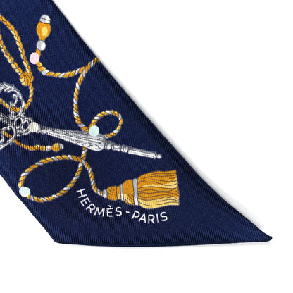 Hermes Silk Les Cles A Pois Twilly Marine Gris Argent 2 of 4