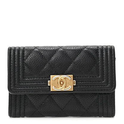 Chanel Caviar Quilted Boy Flap Card Holder Black 1 of 9