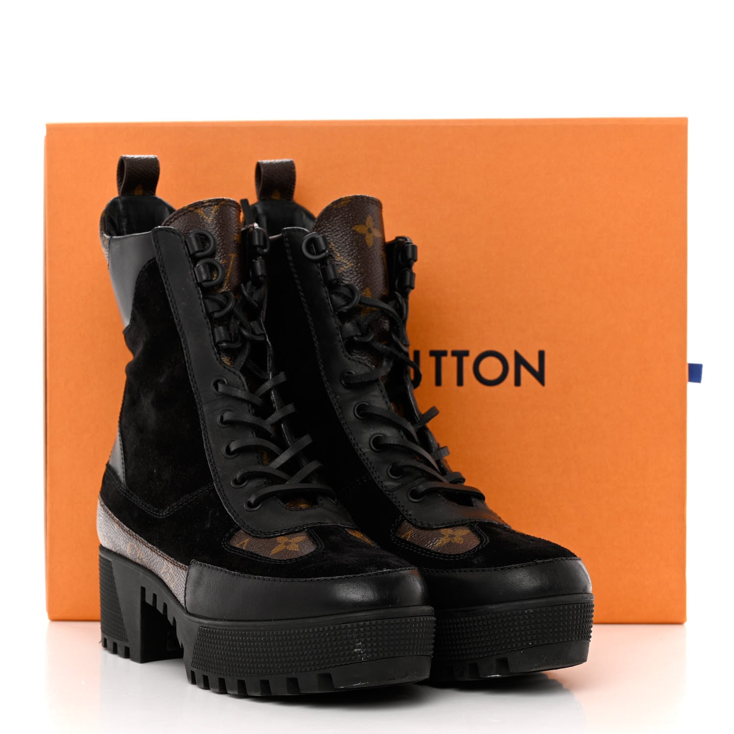 Louis Vuitton Suede Calfskin Monogram Laureate Platform Desert Boots 38 Black 13 of 13