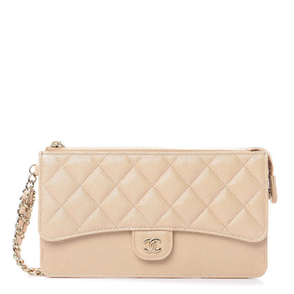 Chanel Iridescent Caviar Quilted Classic Pouch With Handle Beige 1 of 10