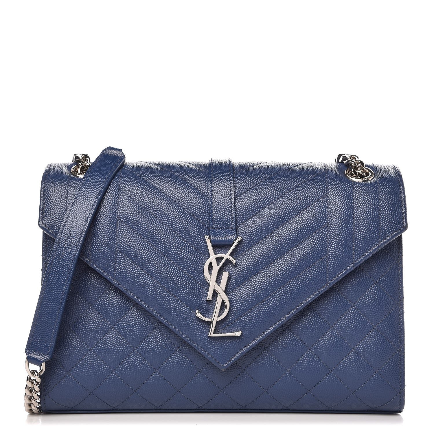 Saint Laurent Grain De Poudre Textured Mixed Matelasse Triquilt Medium Monogram Satchel Denim 1 of 9