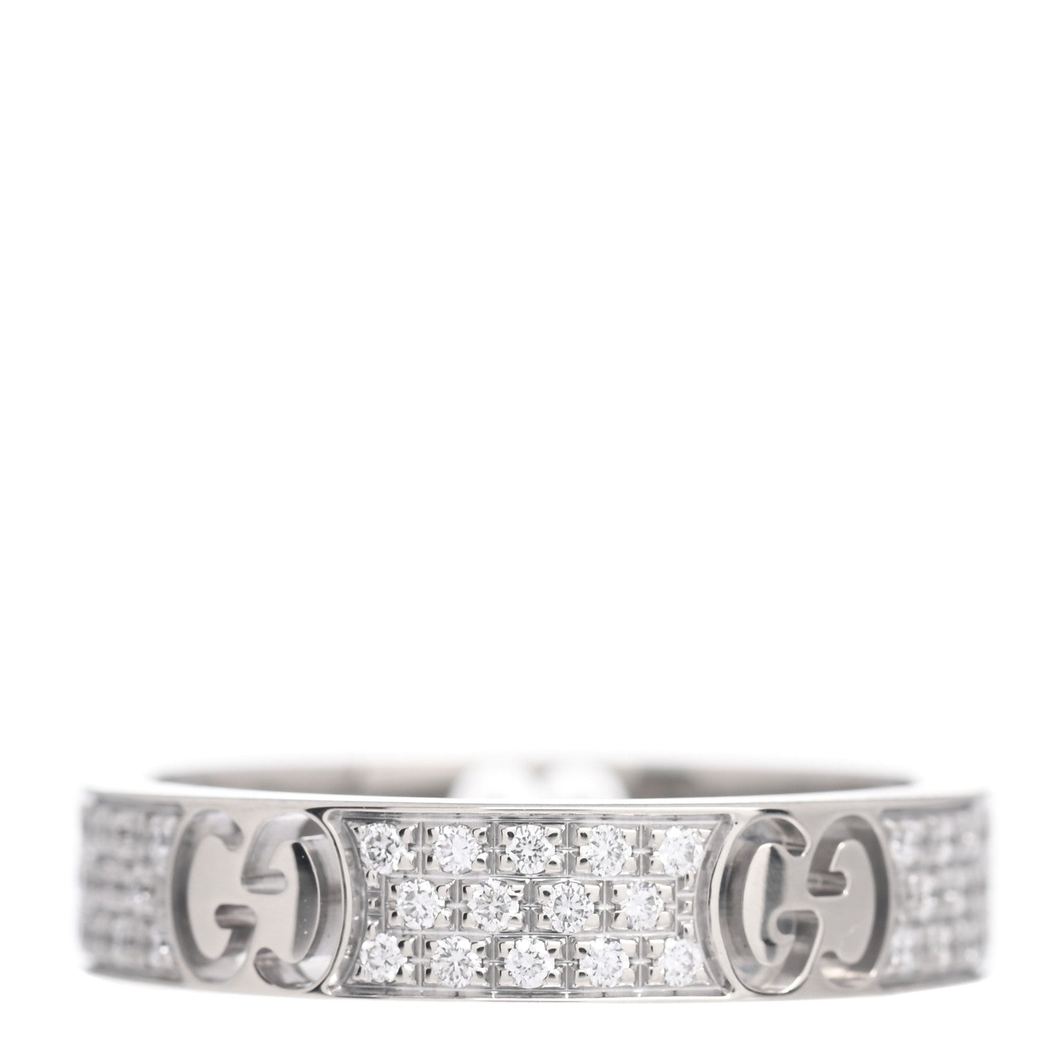 Gucci 18K White Gold Diamond Icon Stardust Band Ring 49 4.75 1 of 4
