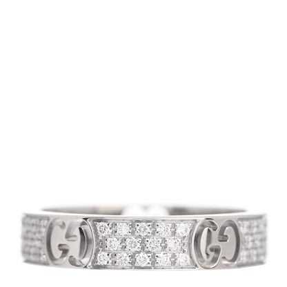 Gucci 18K White Gold Diamond Icon Stardust Band Ring 49 4.75 1 of 4