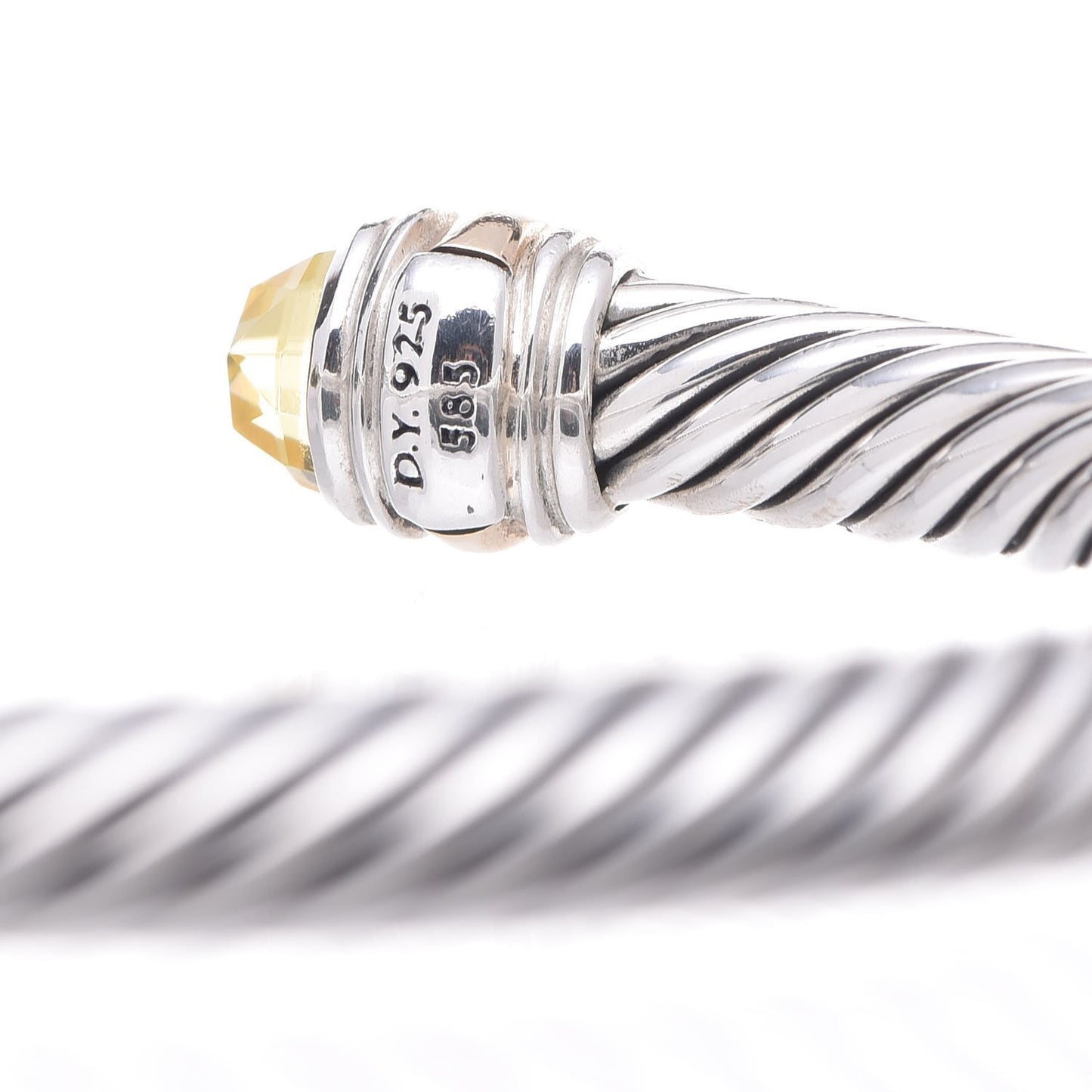 Sterling Silver 14K Yellow Gold Citrine 5mm Cable Classics Bracelet