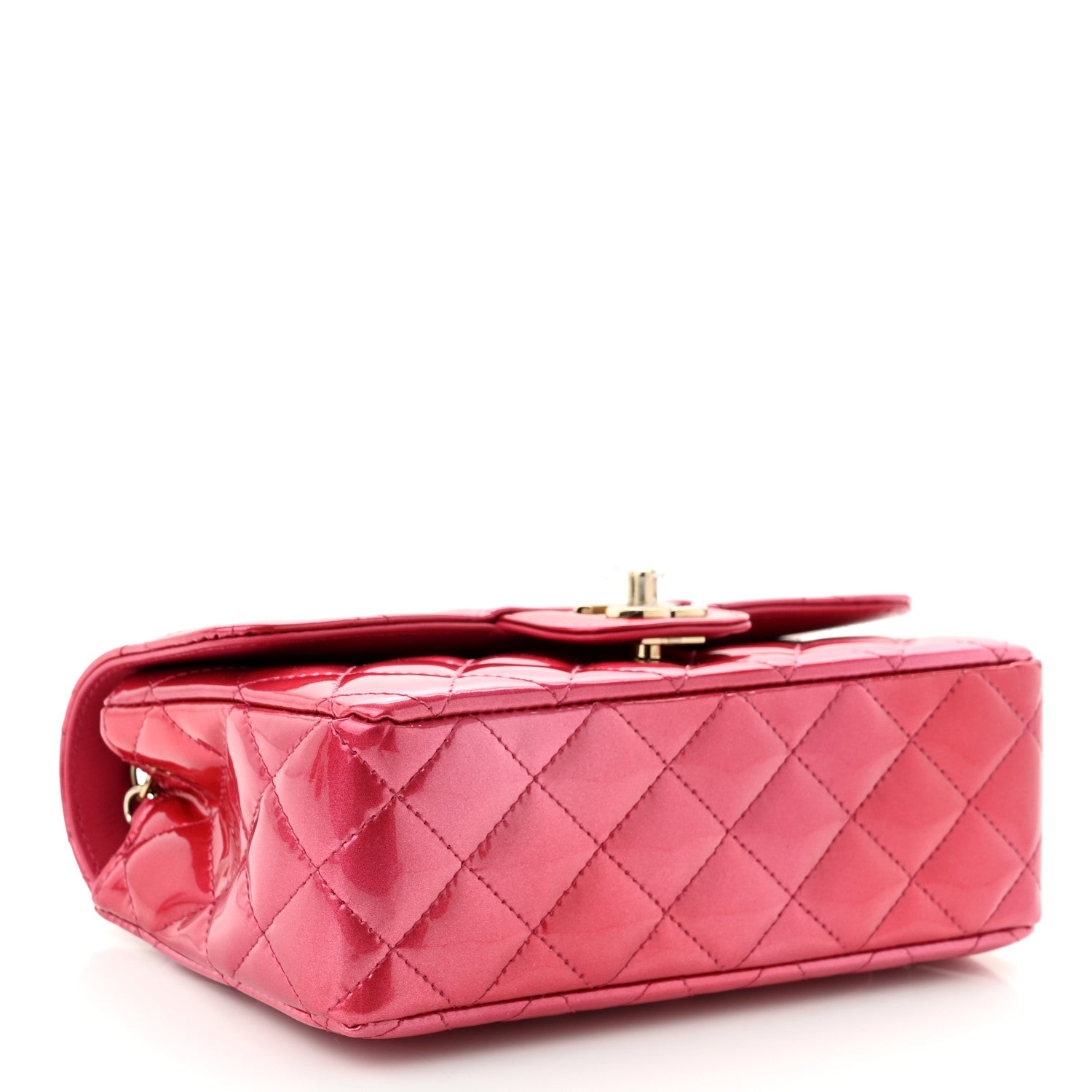 Chanel Shaded Patent Calfskin Quilted Mini Rectangular Flap Pink Dark Pink 4 of 11