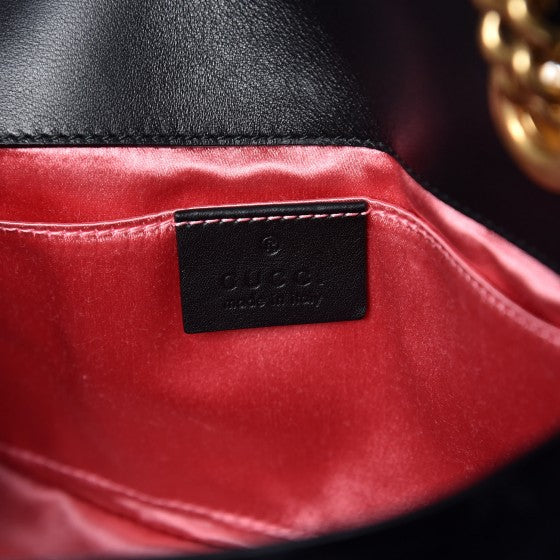 Velvet Matelasse Mini GG Marmont Shoulder Bag Black