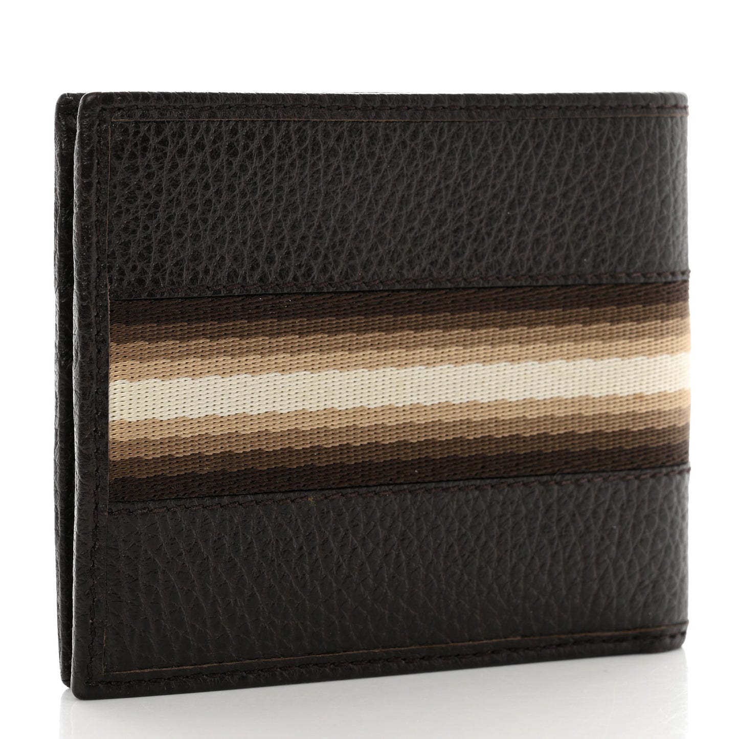 Calfskin Web Bi-Fold Wallet Brown White