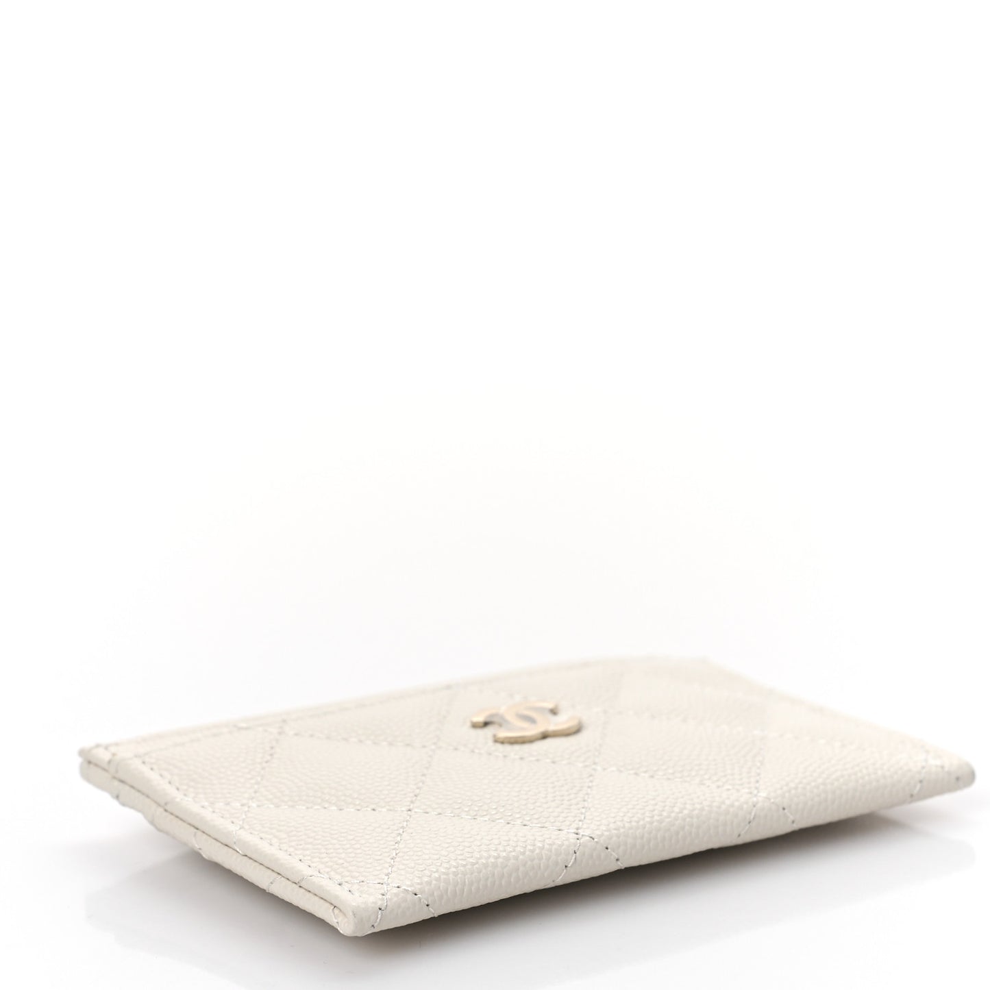 Caviar Quilted Card Holder White
