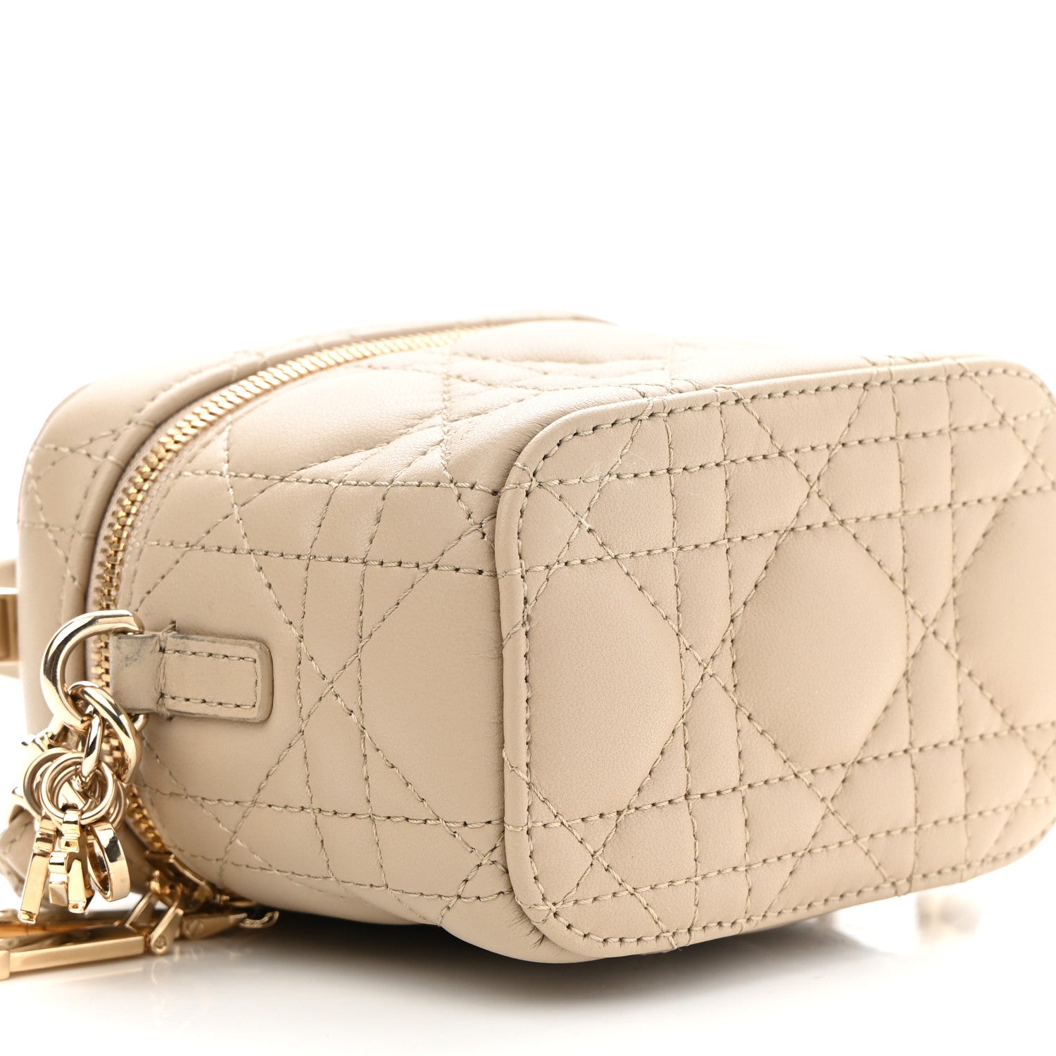 Christian Dior Lambskin Cannage Micro Lady Dior Vanity Case Beige 8 of 11