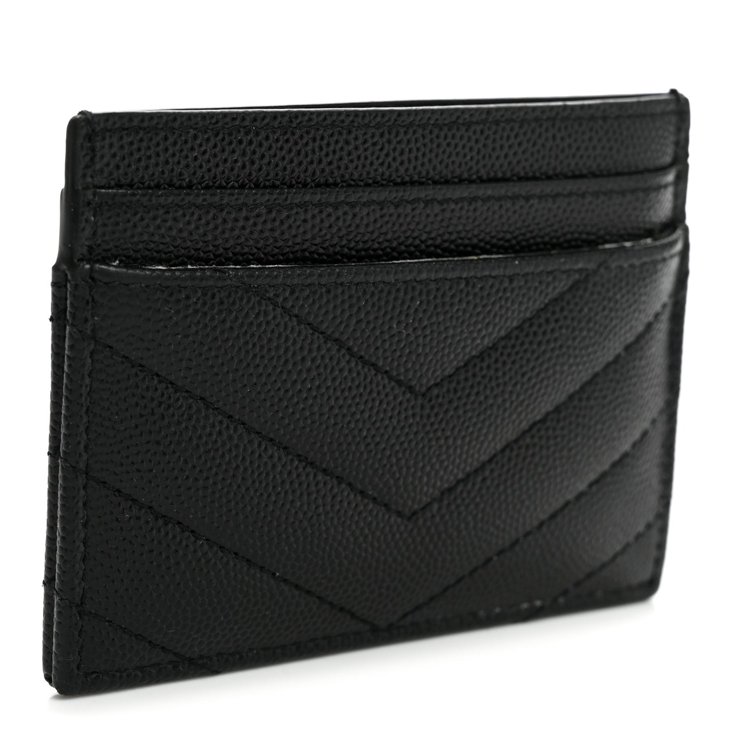 Grain De Poudre Matelasse Chevron Monogram Credit Card Case Black