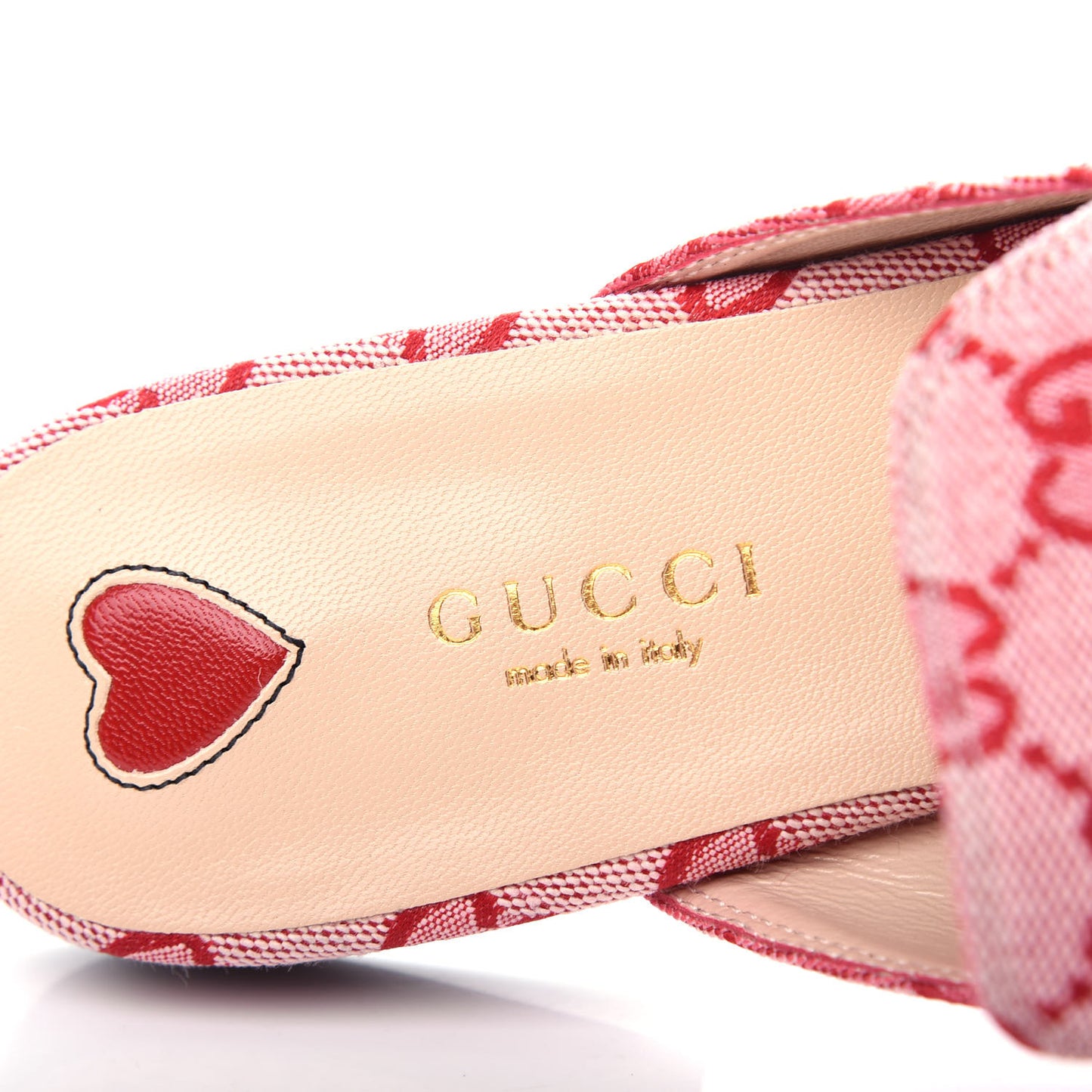 Canvas GG Monogram Horsebit Womens Princetown Slippers 36.5 Gardenia Hibiscus Red