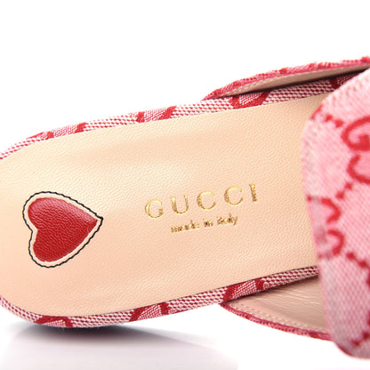 Gucci Canvas GG Monogram Horsebit Womens Princetown Slippers 36.5 Gardenia Hibiscus Red 8 of 11