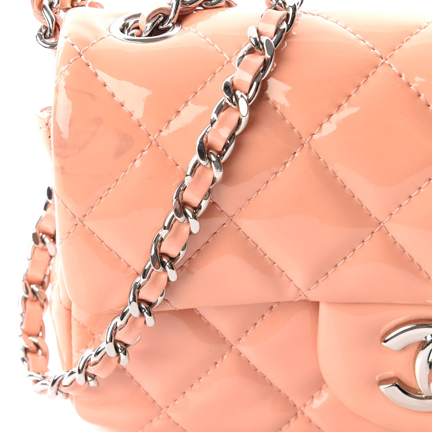 Chanel Patent Calfskin Quilted Extra Mini Flap Pink 13 of 13