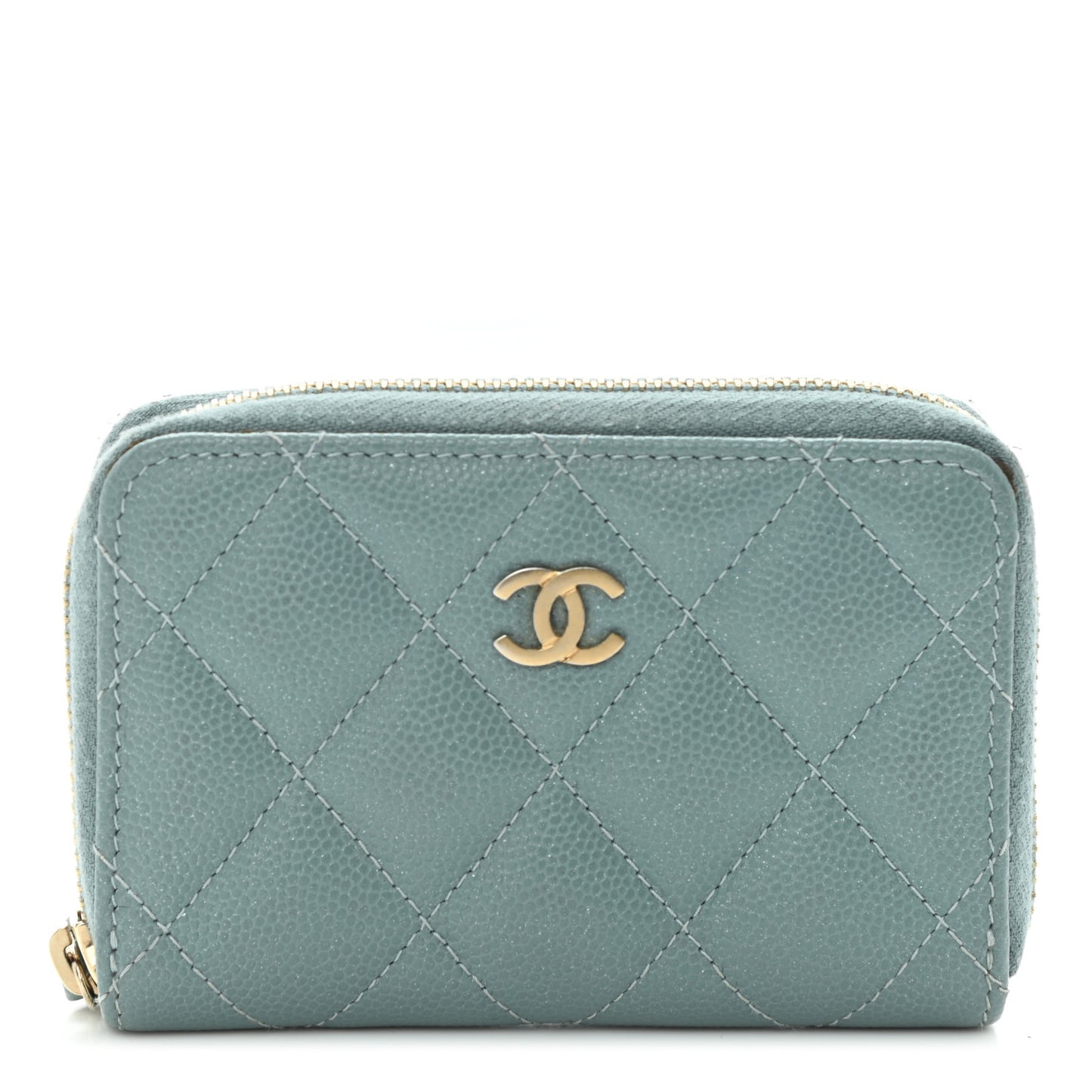 Caviar Quilted Zip Coin Purse Blue