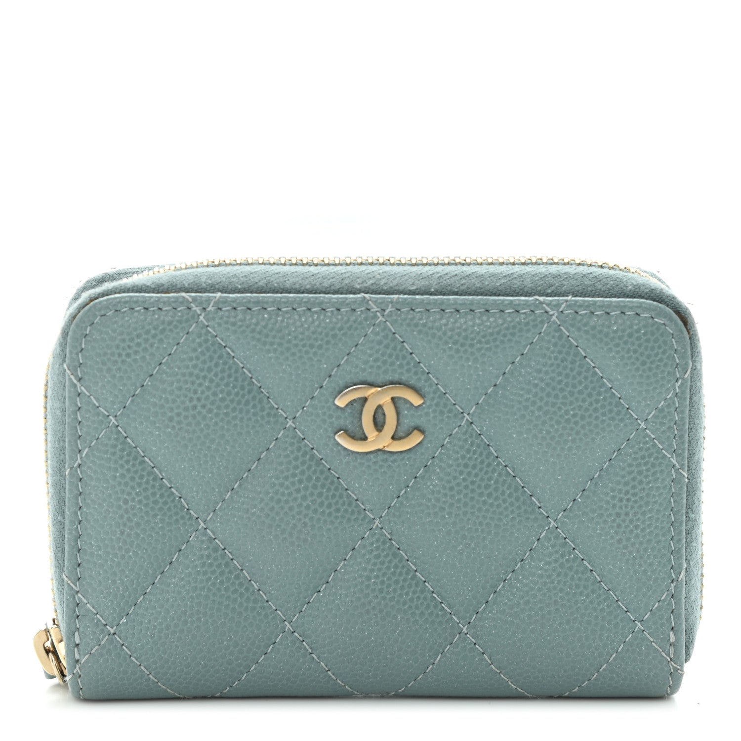 Chanel Caviar Quilted Zip Coin Purse Blue 1 of 10