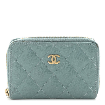 Chanel Caviar Quilted Zip Coin Purse Blue 1 of 10