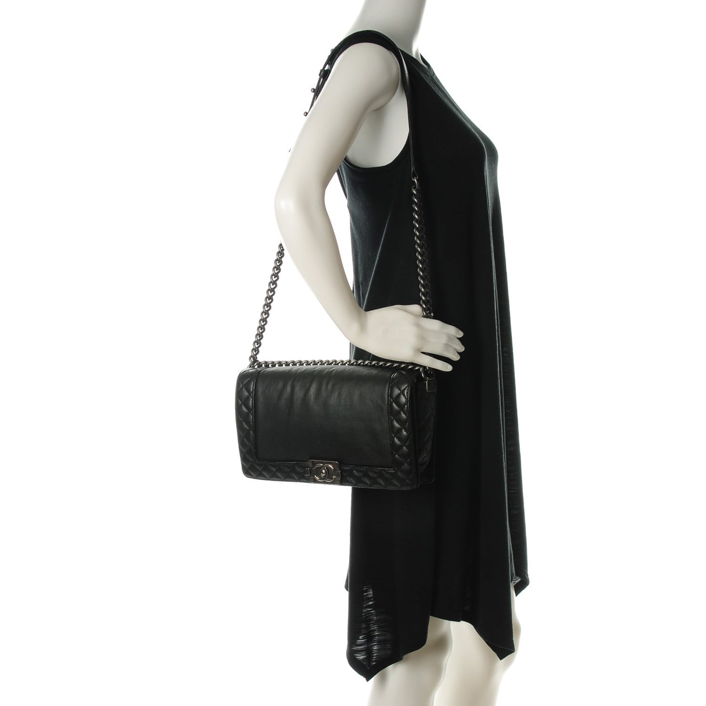 Calfskin New Medium Boy Reverso Flap Black