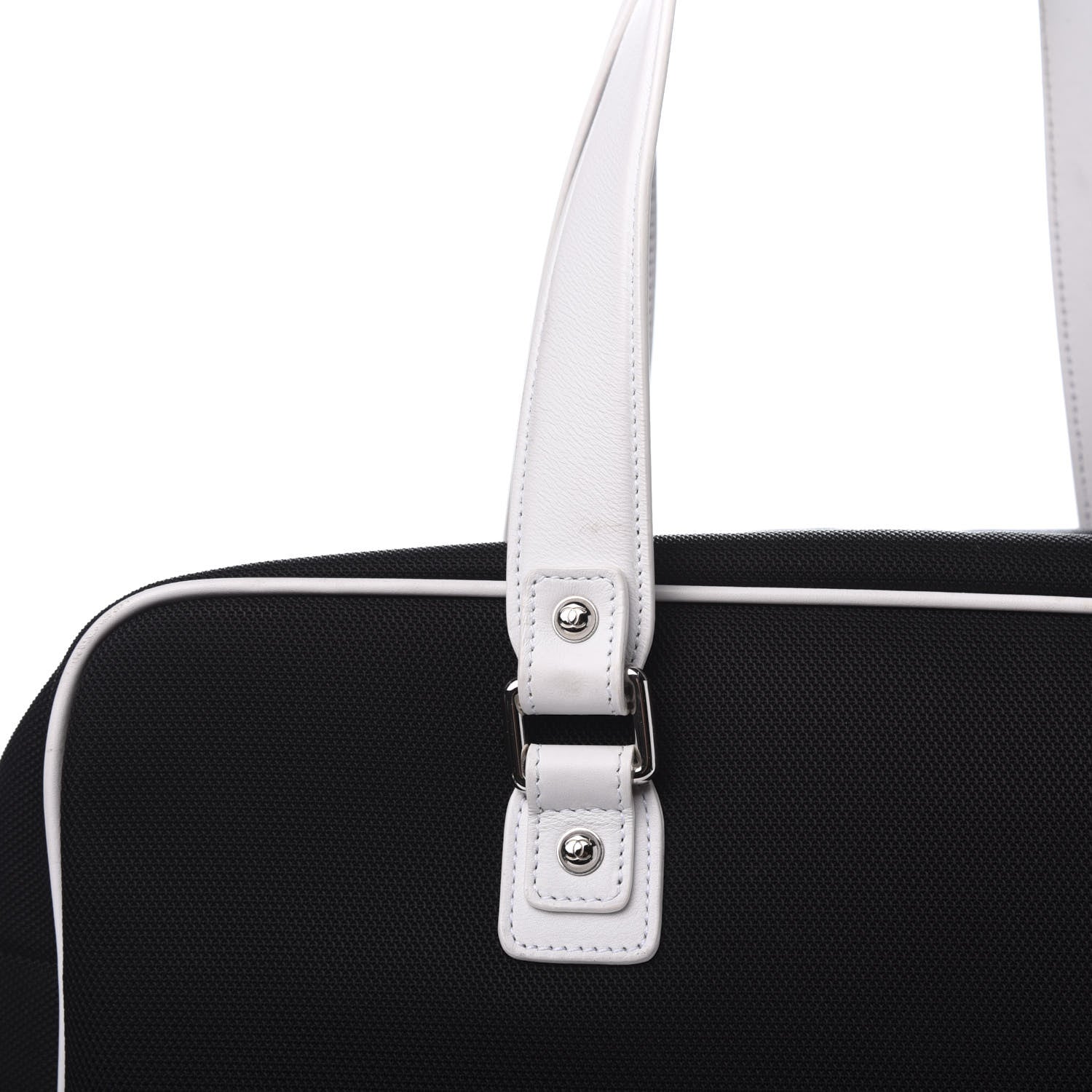 Chanel Canvas Rubber Airlines Large Zip Shopping Tote Black White Red 12 of 15