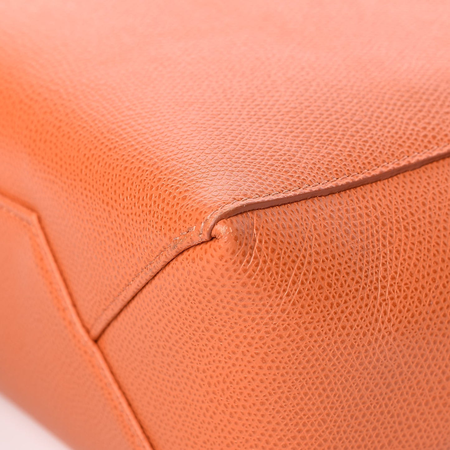 Grained Calfskin Small Vertical Cabas Orange