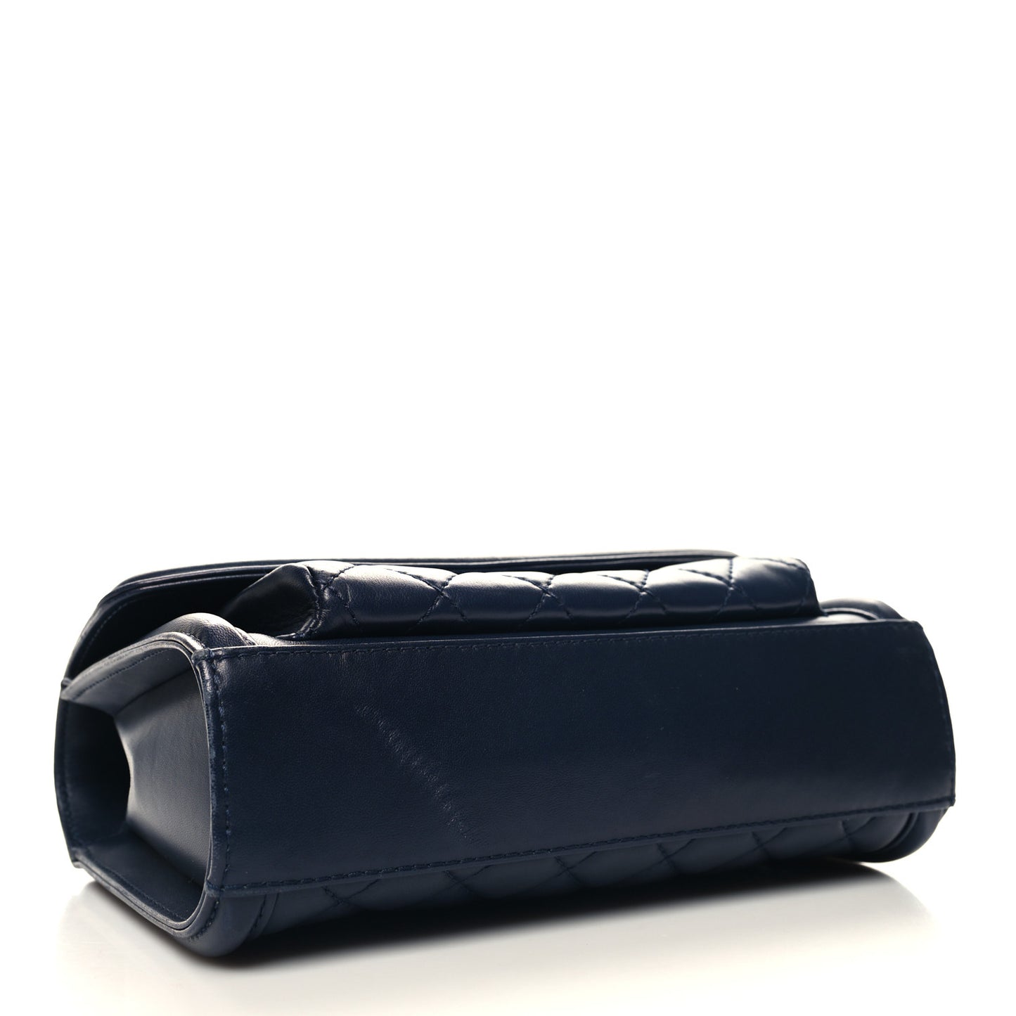 Lambskin Quilted Small Geometric Flap Navy