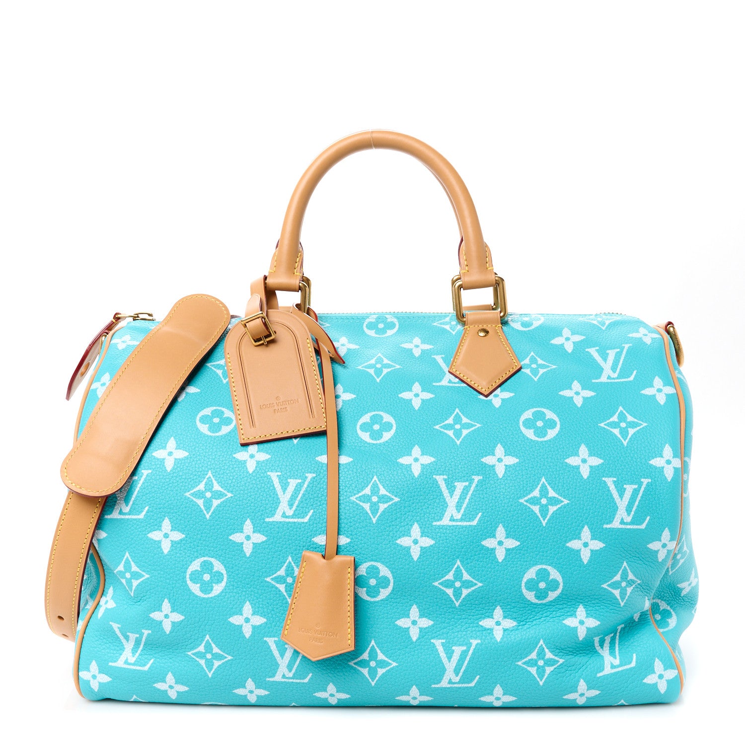 Louis Vuitton Calfskin Monogram Speedy P9 Bandouliere 40 Turquoise 1 of 19