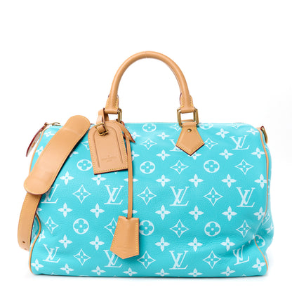 Louis Vuitton Calfskin Monogram Speedy P9 Bandouliere 40 Turquoise 1 of 19