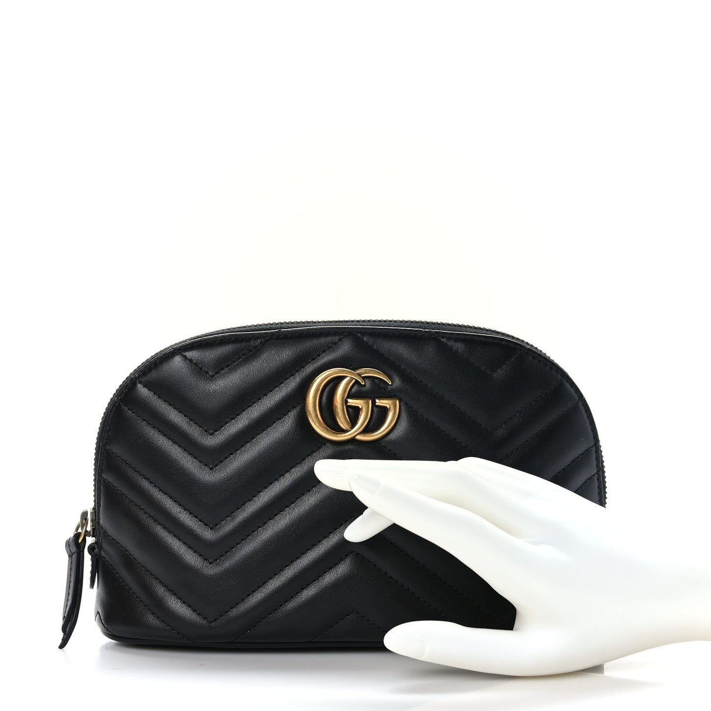 Calfskin Matelasse Large GG Marmont Pouch Cosmetic Case Black