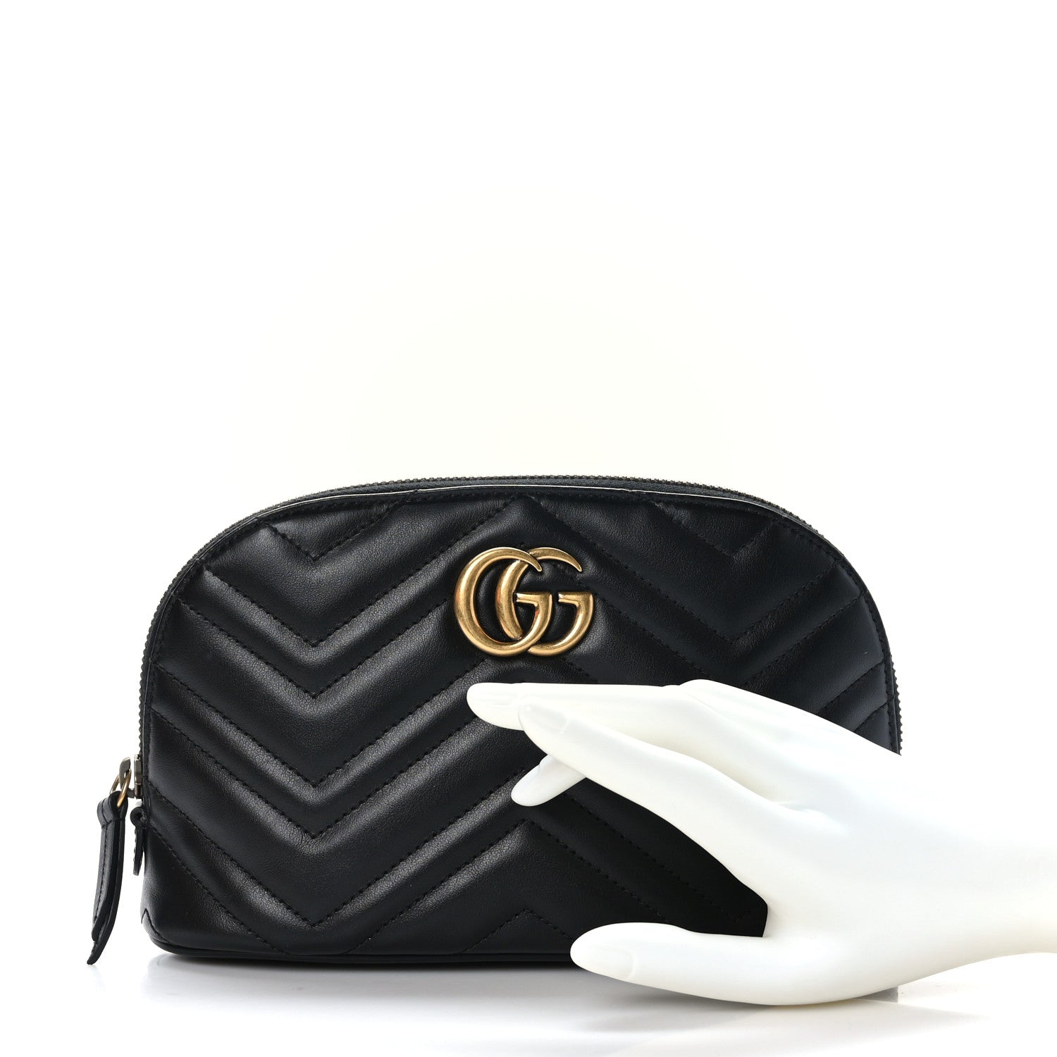 Gucci Calfskin Matelasse Large GG Marmont Pouch Cosmetic Case Black 2 of 10