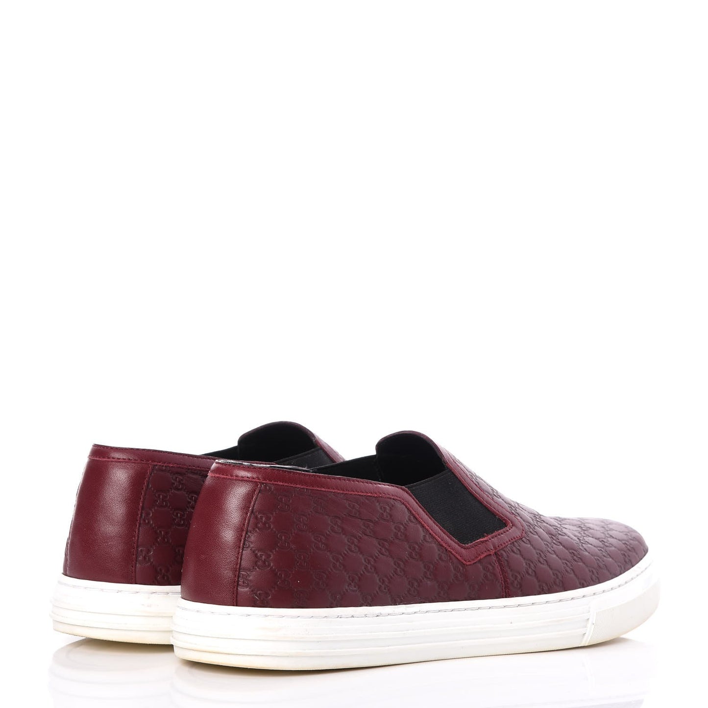 Soft Microguccissima Leather Mens Slip On Sneakers 7 Rosso Nero Black