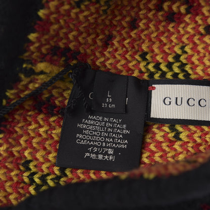 Gucci Wool Alpaca Knit Softy Star Beanie Hat L Blacki Yellow 5 of 5