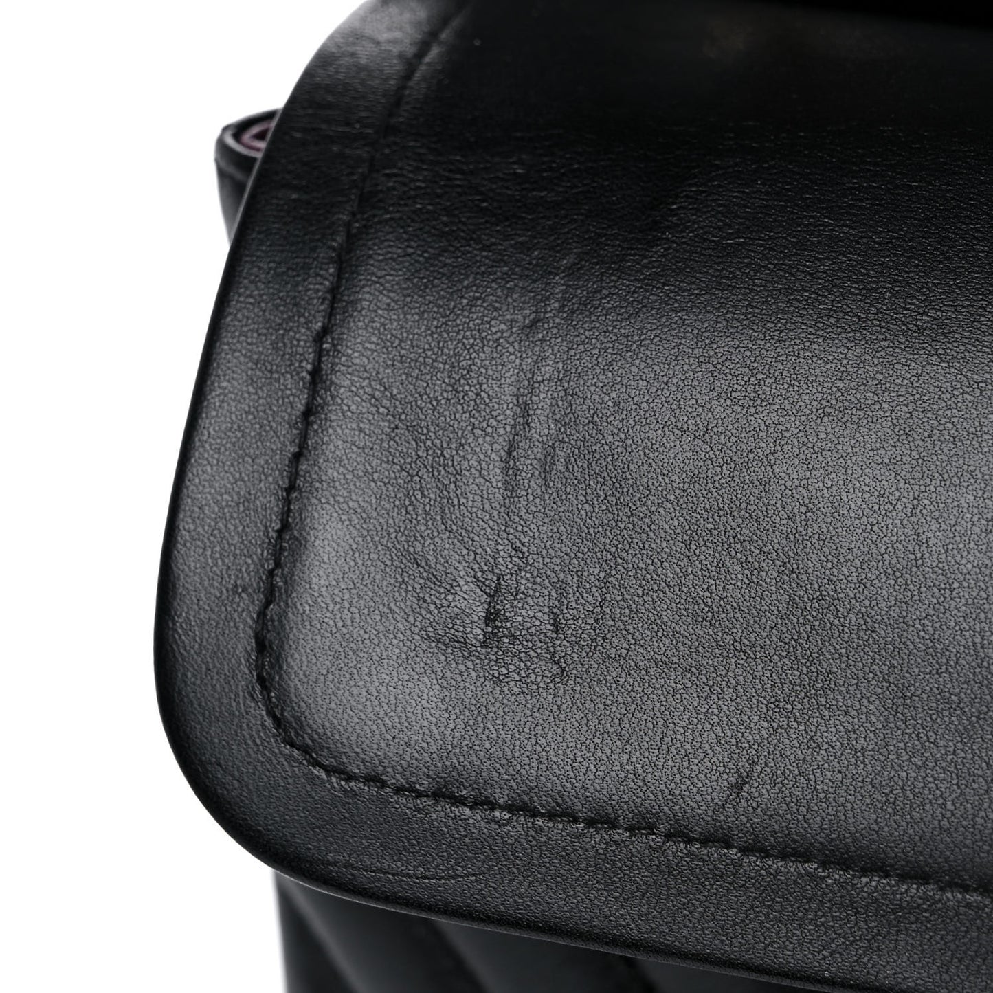 Calfskin Chevron Quilted Medium Double Flap Black