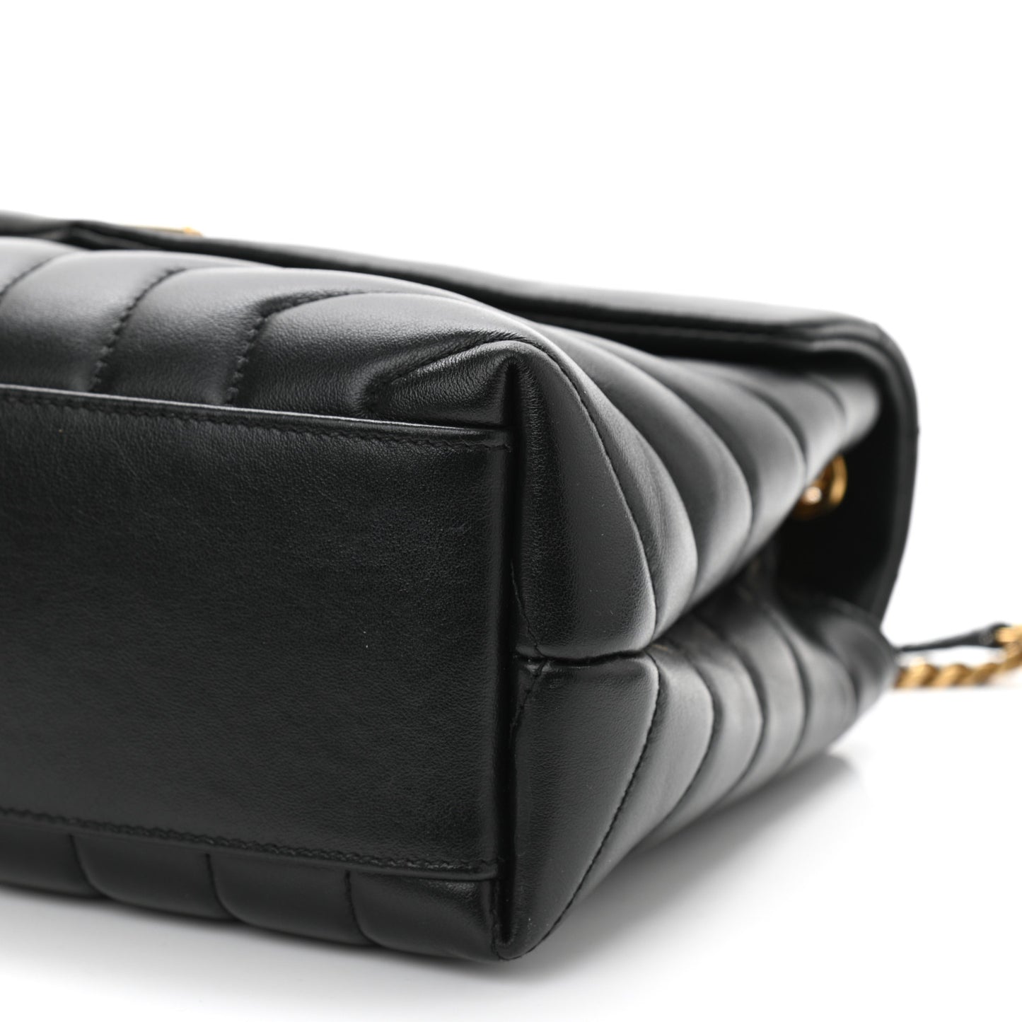 Calfskin Y Quilted Monogram Small Loulou Chain Satchel Black