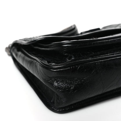 Saint Laurent Crinkled Calfskin Matelasse Monogram Baby Niki Chain Satchel Black 8 of 9