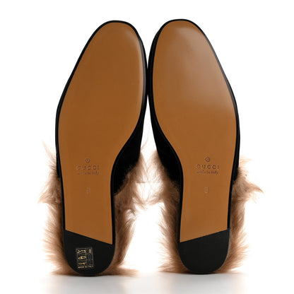 Gucci Velvet Fur Mens Princetown Slippers 8 Black 5 of 8
