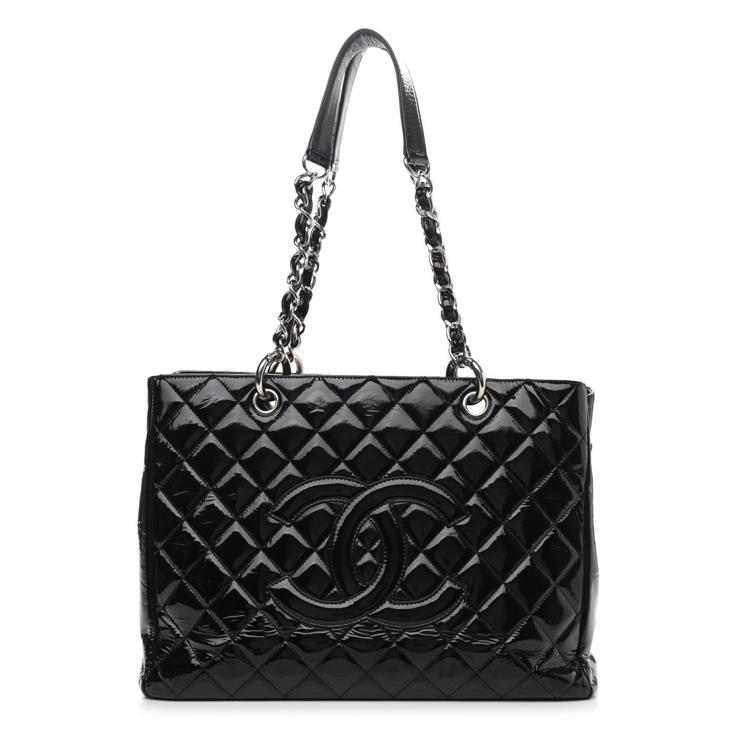 Patent Quilted Grand Shopping Tote GST Black