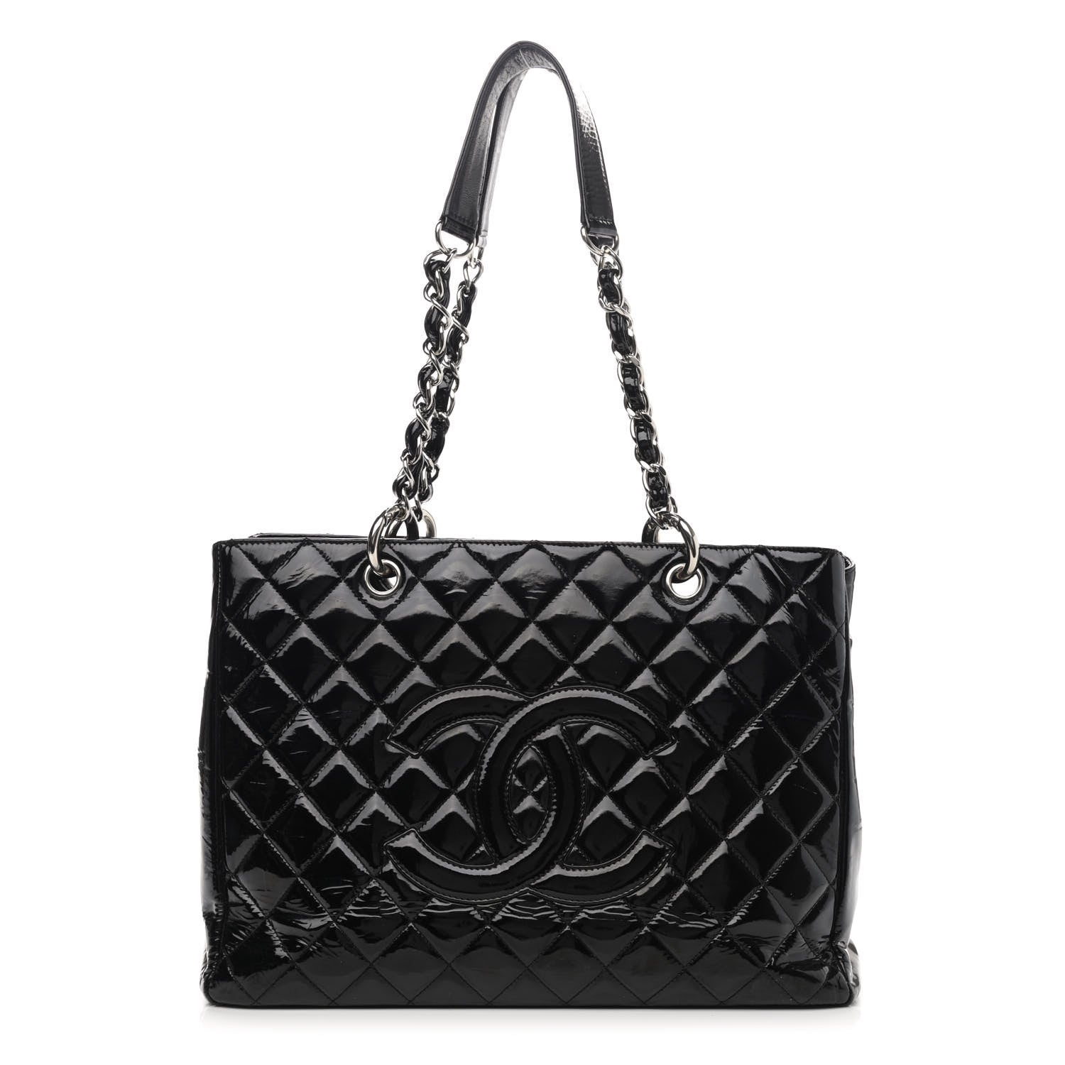 Chanel Patent Quilted Grand Shopping Tote GST Black 1 of 11