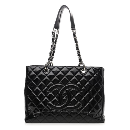 Chanel Patent Quilted Grand Shopping Tote GST Black 1 of 11