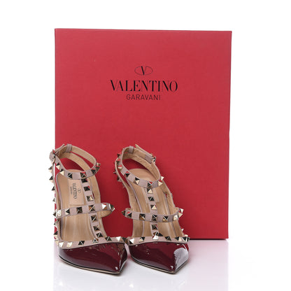 Valentino Garavani Patent Nappa Rockstud Ankle Strap 100mm Pumps 37 Rubin Poudre 10 of 10