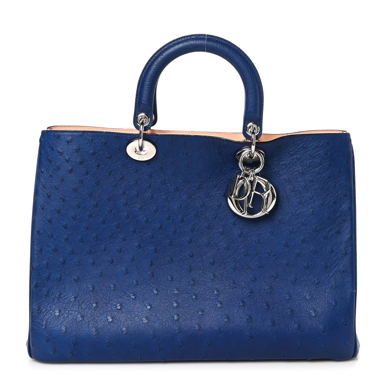 Christian Dior Ostrich Large Diorissimo Tote Blue 1 of 11