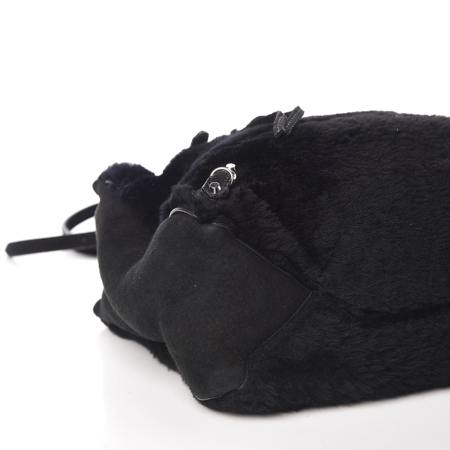 Shearling Suede Classic Silver Hardware Papier Mini A4 Tote Black