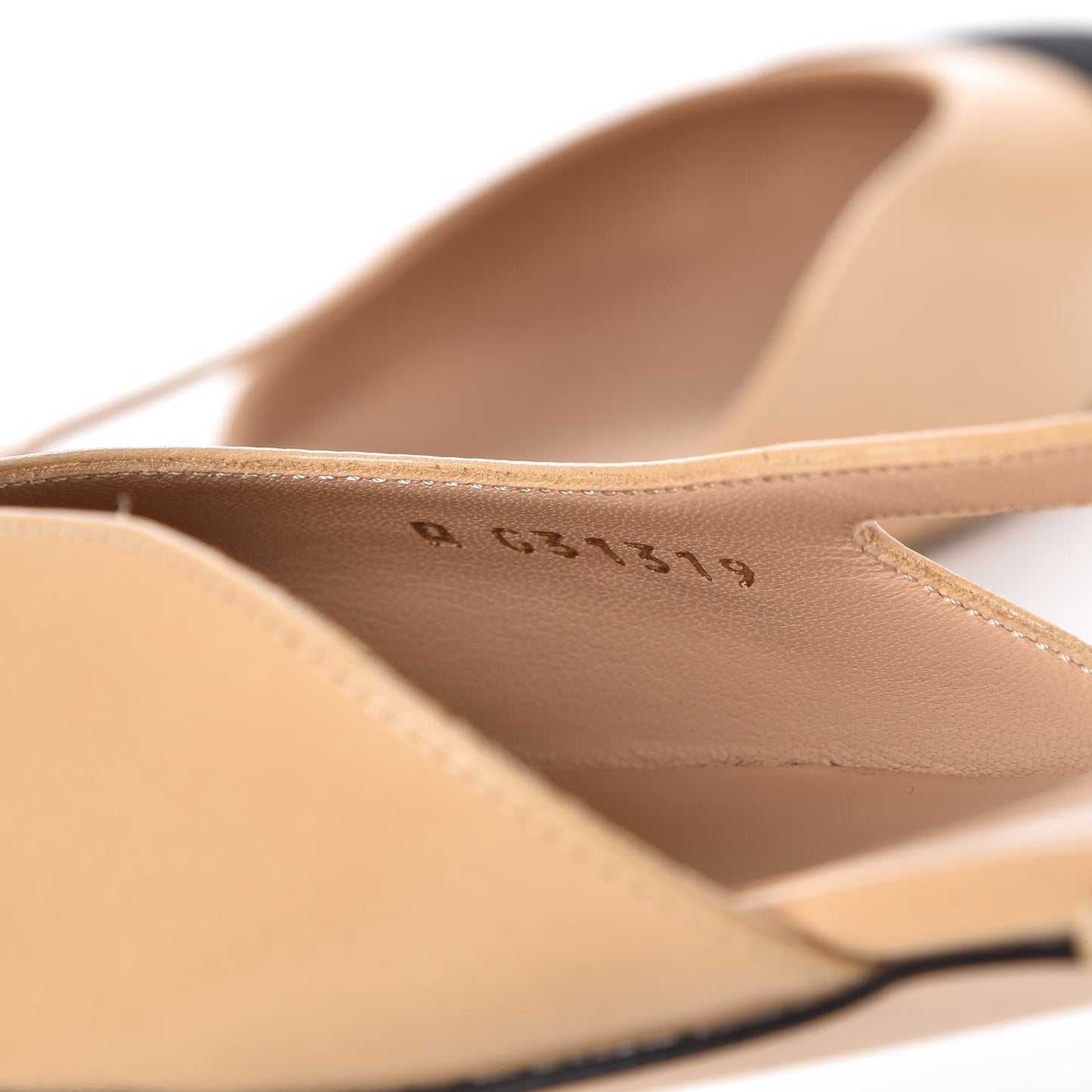 Lambskin Grosgrain Cap Toe CC Slingback Sandals 37.5 Beige Black
