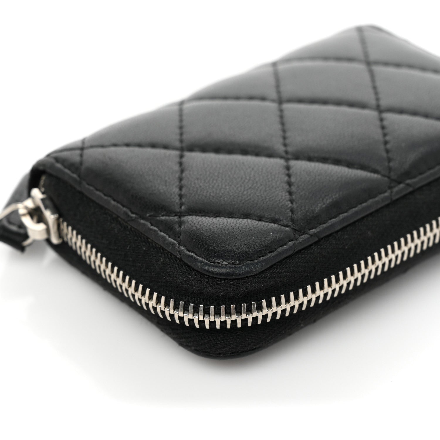 Chanel Lambskin Quilted Zip Coin Purse Black 12 of 14