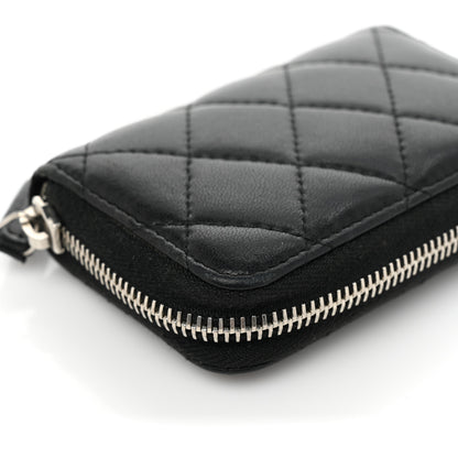 Chanel Lambskin Quilted Zip Coin Purse Black 12 of 14