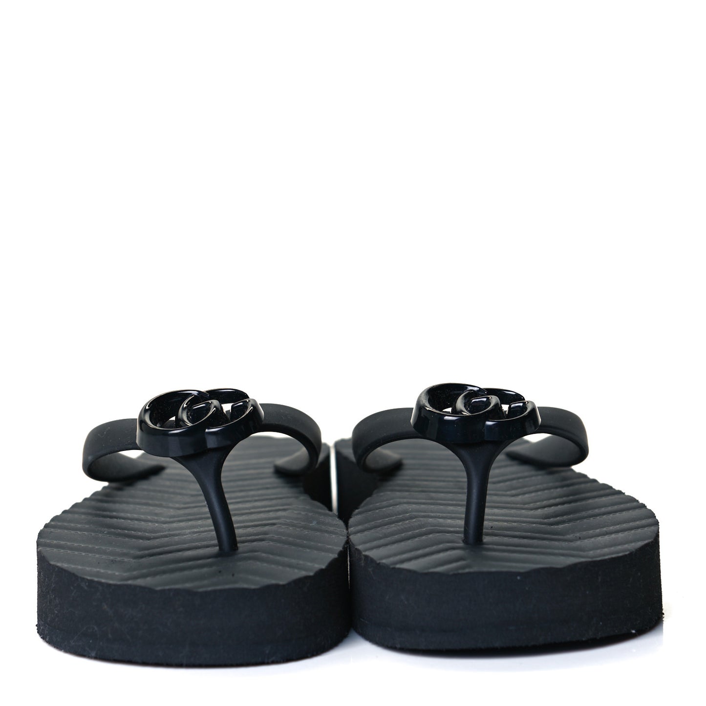 Rubber Chevron Thong Sandals 40 Black