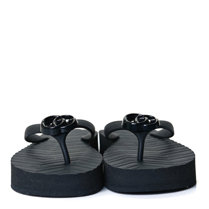 Gucci Rubber Chevron Thong Sandals 40 Black 2 of 8