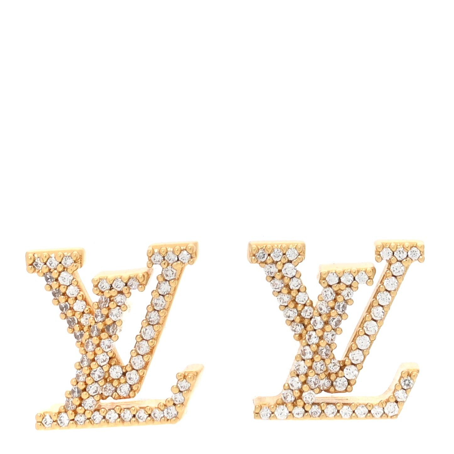 Metal Crystal LV Iconic Earrings Gold