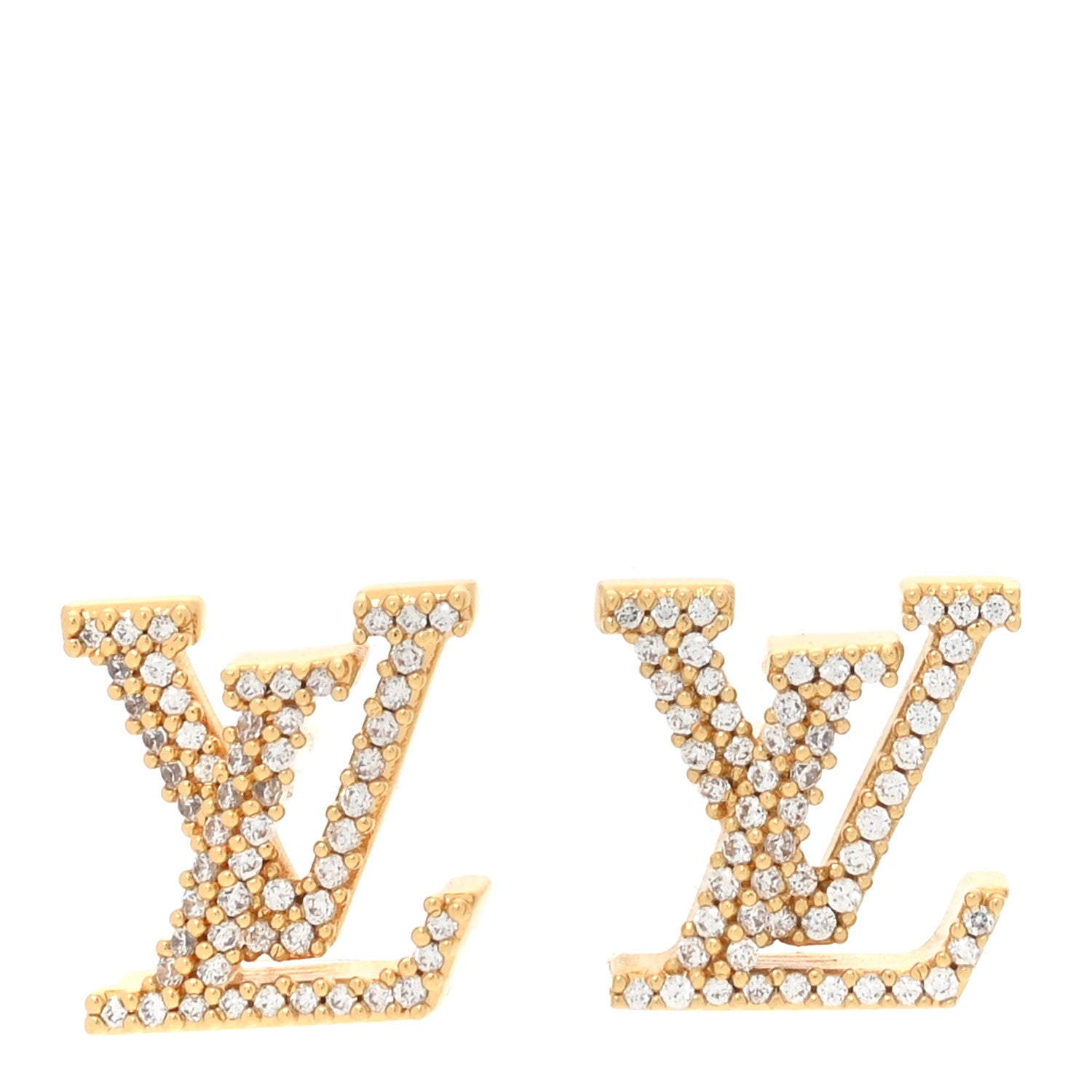 Louis Vuitton Metal Crystal LV Iconic Earrings Gold 1 of 4