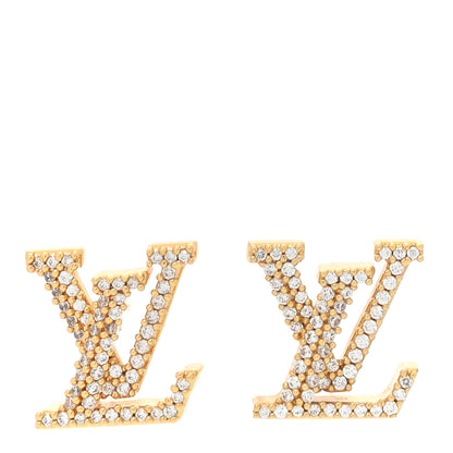 Louis Vuitton Metal Crystal LV Iconic Earrings Gold 1 of 4